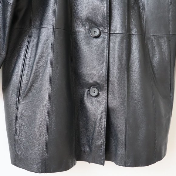 George Woman Black Leather Blazer Jacket, Size XL - Picture 4 of 16